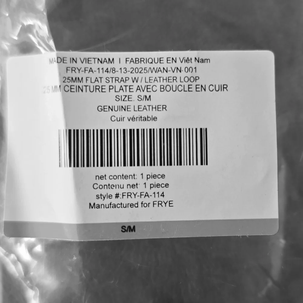 Frye NWT Genuine Leather Belt Harness Buckle Size S/M Leather Loop Retail $58